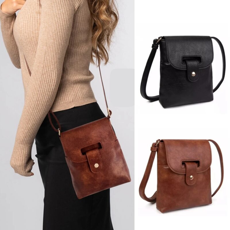 Brown Black Leather Cross body Bag Women Shoulder Bag Ladies Leather Handbags